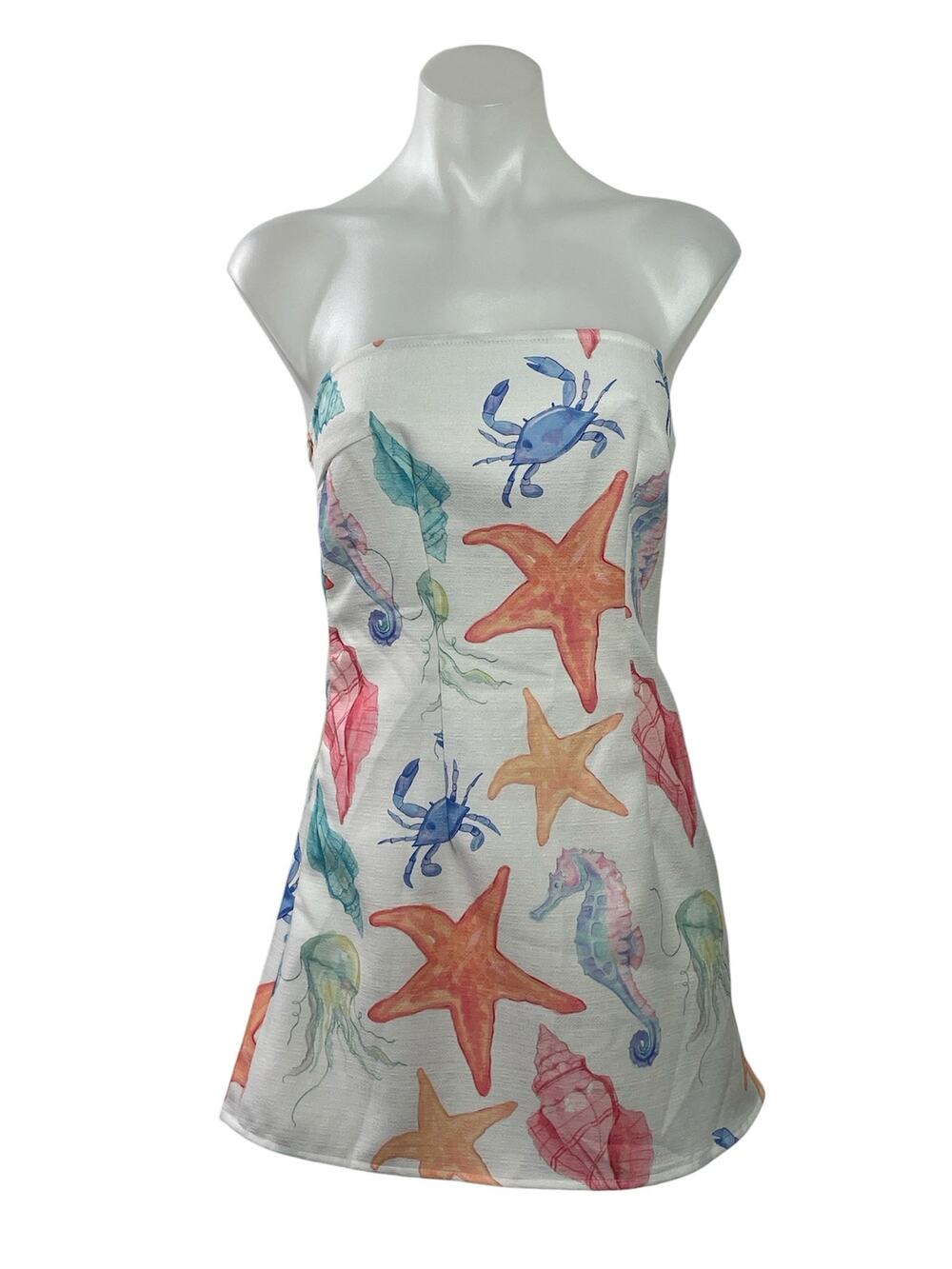 Cider Under The Sea Aquatic Strapless Tube Bandeau A Line Mini Dress Size XS